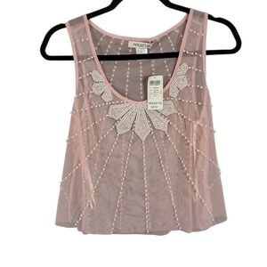 Arden B Pink Sheer Mesh Wrap Top Butterfly Floral Y2K Coquette Fairycore Large